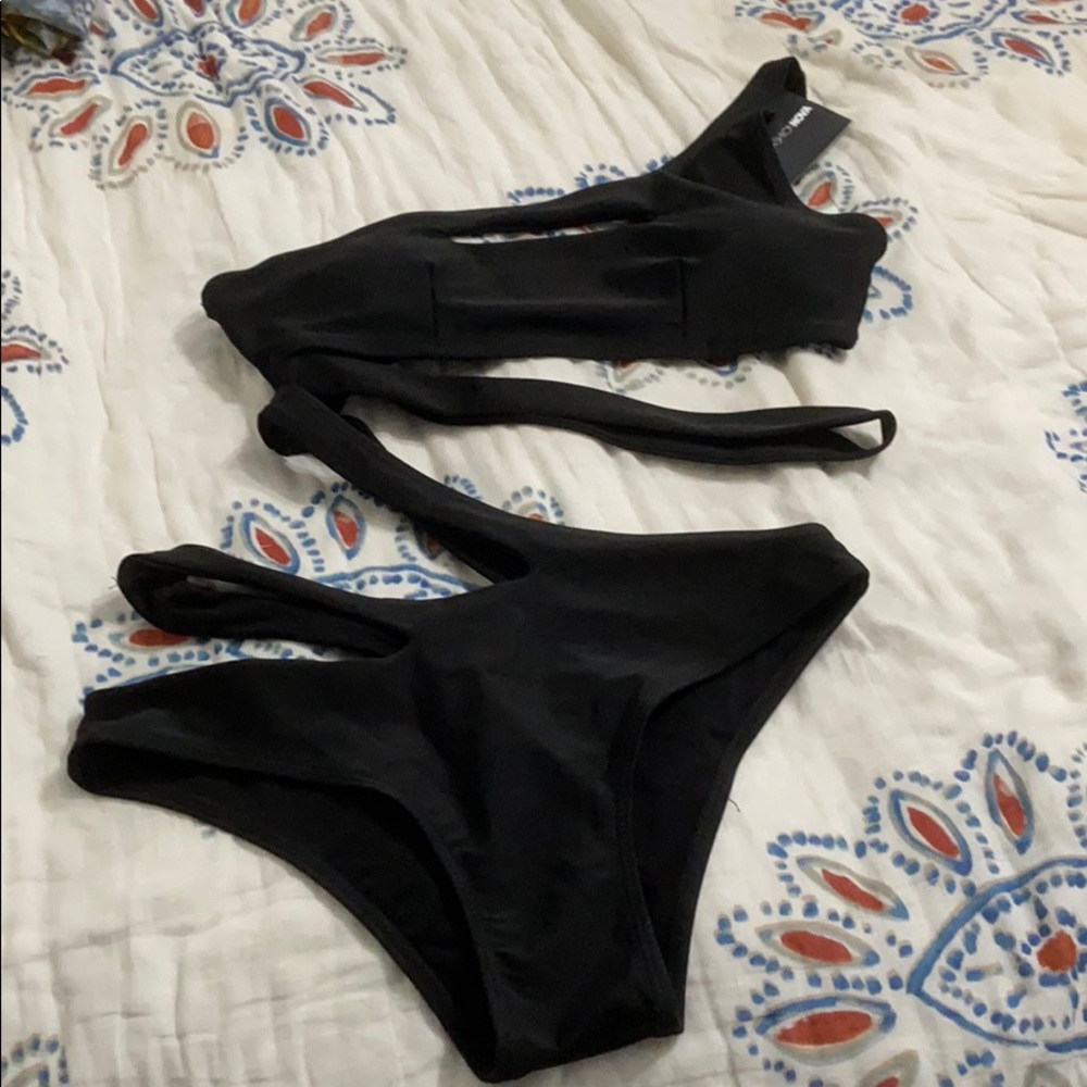 NWT FashionNova Black Cutout One Piece